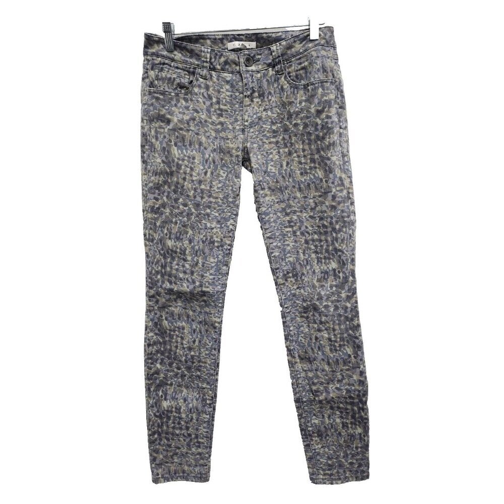 Cabi Womens Modern Camo Jeggings Jeans Size 2 Gray Blue Skinny Casual ‎ #604